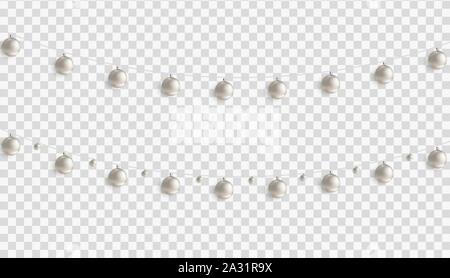 Christmas decorations, garlands  with balls isolated on transparent background. Vector Illustration Stock Vector