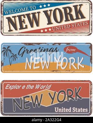 Welcome to new york vintage rusty metal sign Vector Image