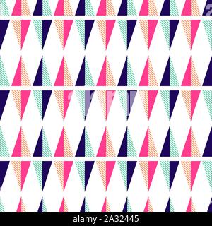 Seamless pattern with geometric triangle shapes. Bright colors pink and mint texture. Stock Vector