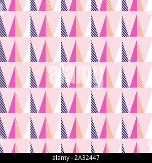 Seamless pattern with geometric triangle shapes. Bright colors pink and violet texture. Stock Vector
