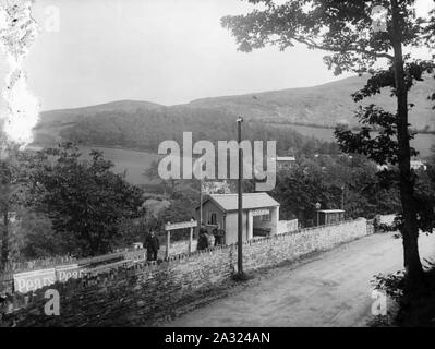 Esgairgeiliog railway station on the Corris Railway Stock Photo