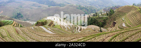 Famous View at the Longshen Rice Terraces Stock Photo