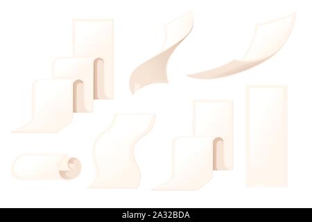 Set of different size empty receipt bills papers icon flat vector illustration isolated on white background. Stock Vector