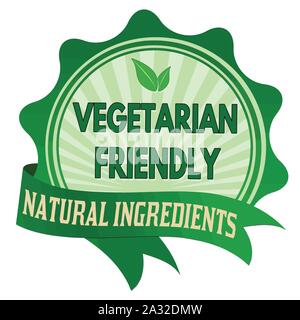 Vegetarian friendly label or sticker on white background, vector illustration Stock Vector