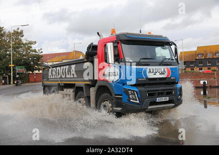 New, white Volvo FMX heavy duty truck for construction parked on a yard.  Front view, detail. Forssa, Finland. June 10, 2022 Stock Photo - Alamy