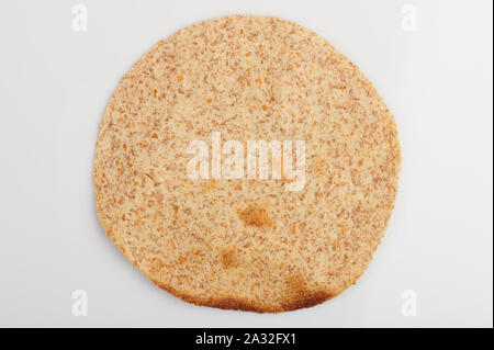 One toasted tortilla top view isolated on white background Stock Photo