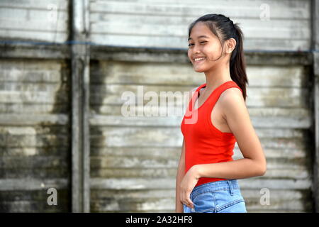 A Slim Beautiful Diverse Girl Youth Stock Photo