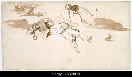 Eugène Delacroix, Study of Bodies ‘Liberty Leading the People‘, 1830. Stock Photo