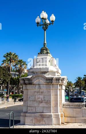 Detail of the lamp post at the entrance to the courtyard of the Estoril Casino, in Estoril, Portugal Stock Photo