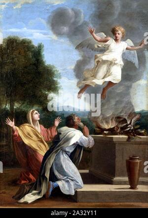 The angel appears to Manoah and his wife Stock Photo - Alamy