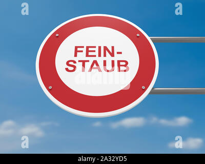 Germany Traffic Sign Environmental Protection Concept: Feinstaub, Fine Dust In German Language, Prohibited Driving Ban, 3d illustration Stock Photo