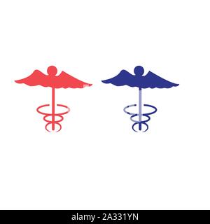 Medical logo. Caduceus symbol Public health has two snake torches - Vector Stock Vector