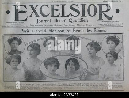Excelsior 13 février 1911 - Les Reines de la Mi-Carême à Paris. Stock Photo