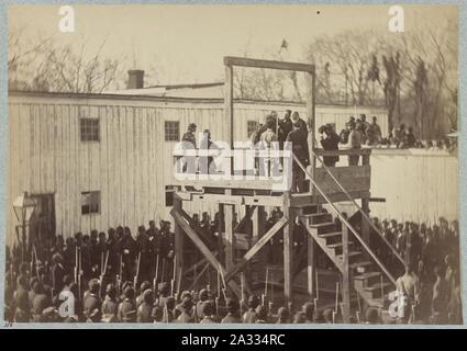 Execution of Captain Henry Wirtz (i.e. Wirz), C.S.A, adjusting the rope Stock Photo