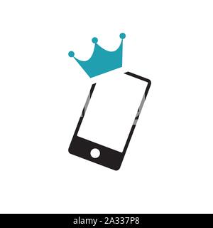 king of smartphone mobile phone logo vector icon design templat Stock Vector