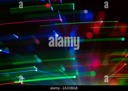 blurry decorative lights with pit black background Stock Photo