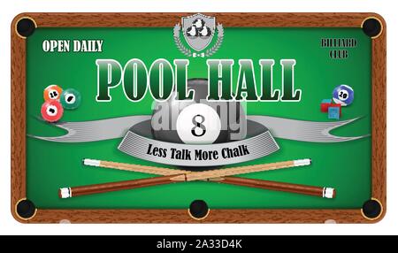 Billiard poster. Pool hall - Eight ball Stock Vector