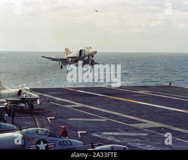 F-4B Phantom II of VF-14 landing on USS John F. Kennedy (CVA-67) on 9 December 1968 (6430103). Stock Photo