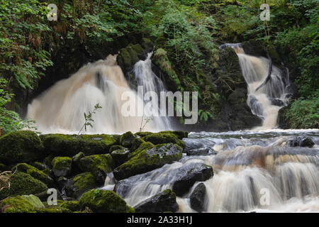 Waterfalls at Kirkconnel Linn, near Ringford, Dumfries & Galloway, Scotland Stock Photo