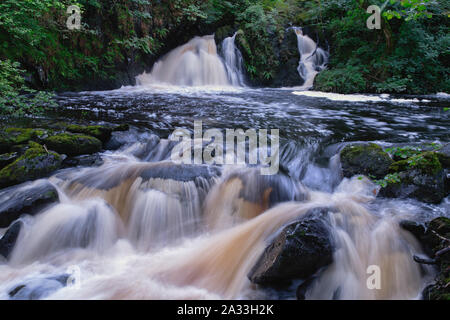 Waterfalls at Kirkconnel Linn, near Ringford, Dumfries & Galloway, Scotland Stock Photo