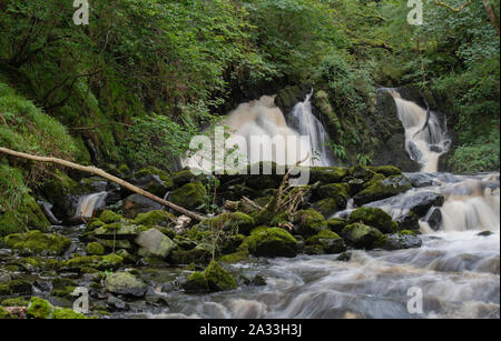 Waterfalls at Kirkconnel Linn, near Ringford, Dumfries & Galloway, Scotland Stock Photo