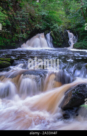 Waterfalls at Kirkconnel Linn, near Ringford, Dumfries & Galloway, Scotland Stock Photo