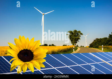 Wind and solar energy Stock Photo