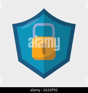 shield with padlock for cyber security symbol vector illustration Stock Vector