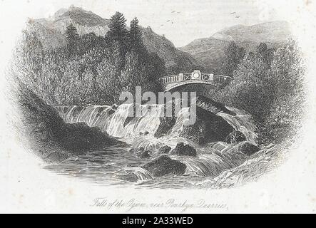 Falls of the Ogwen, near Penrhyn Quarries. Stock Photo