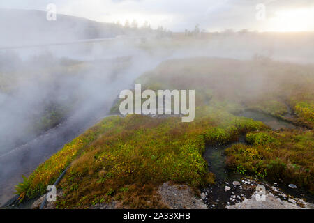 Iceland - Deildartunguhver geothermal hot spring  Deildartunguhver is Europe's most powerful hot spring. Stock Photo