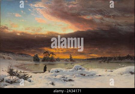 Fanny Churberg - Talvimaisema, auringon mailleen mentyä Stock Photo