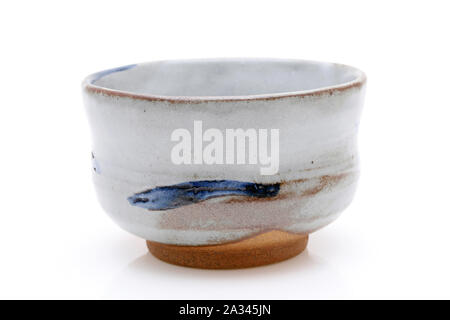 Single tea bowl used in Japanese matcha tea ceremony Stock Photo