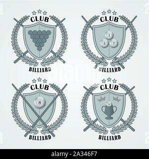 Set of billiard logos and design elements Stock Vector