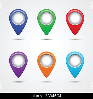 Set of round map pointers Stock Vector