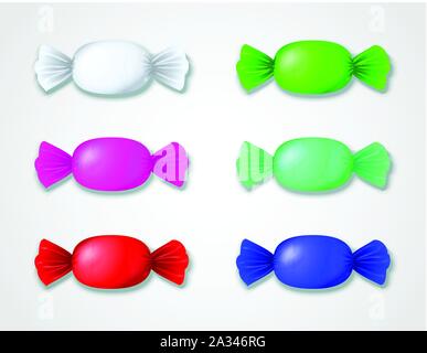 set of colored candies in wrappers Stock Vector