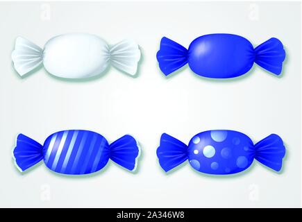 Set of colored candies in wrappers - white and blue Stock Vector