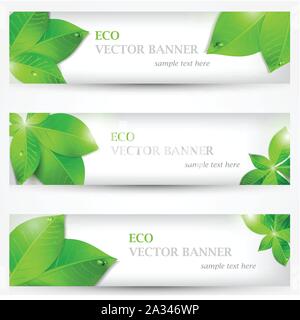 Set banner ecology illustration, colorful composition Stock Vector