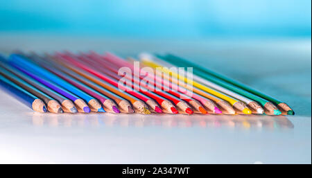 Pencils isolated on white background macro photo Stock Photo