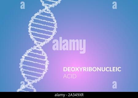 DNA spiral 3d structure. Vector deoxyribonucleic acid. Medical science genetic biotechnology chemistry biology gene cell concept. Evolution microbiological genetic helix element eps on blue background Stock Vector