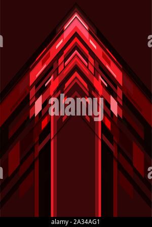 Abstract red light geometric arrow direction on dark design modern futuristic technology background vector illustration. Stock Vector