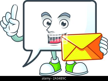 With envelope rectangle bubble for comic column text. Stock Vector