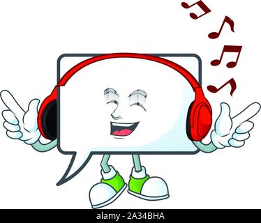 Listening music shape rectangle bubble on white background. Stock Vector