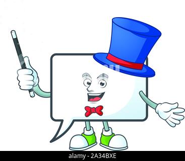 Magician shape rectangle bubble cartoon character style. Stock Vector