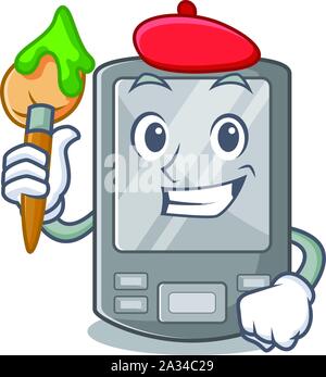 Artist personal digital assistant on a character Stock Vector
