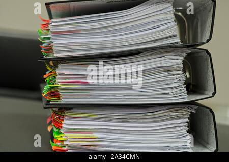 Extremely close up of the stacked office documents Stock Photo