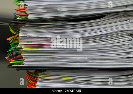 Extremely close up of the stacked office documents Stock Photo