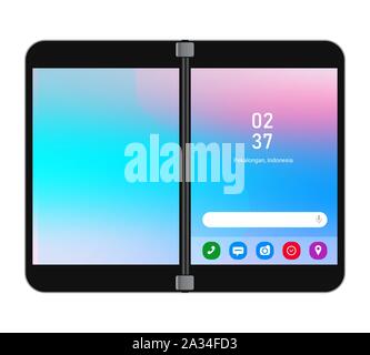 dual screen folding phone gadget smartphone vector Stock Vector