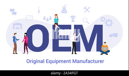 oem original equipment manufacturer concept with big word or text and team people with modern flat style - vector illustration Stock Photo