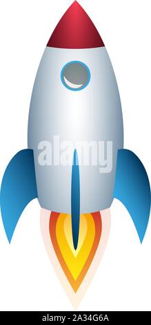 colorful space rocket in flight isolated on white vector illustration Stock Vector