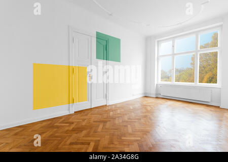 Empty room with colored painted wall - Home decoration and renovation concept Stock Photo